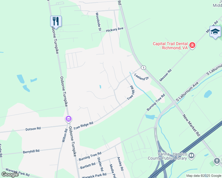 map of restaurants, bars, coffee shops, grocery stores, and more near 1408 Bogle Court in Richmond