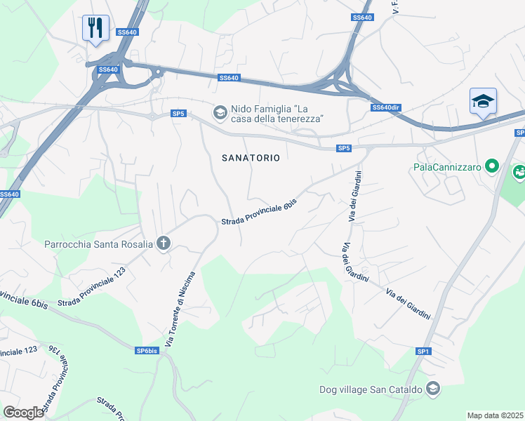 map of restaurants, bars, coffee shops, grocery stores, and more near in Free municipal consortium of Caltanissetta