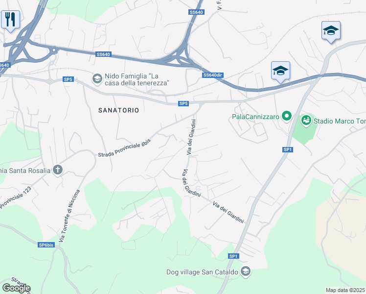 map of restaurants, bars, coffee shops, grocery stores, and more near 1 Via dei Gelsi di Niscima in Libero consorzio comunale di Caltanissetta