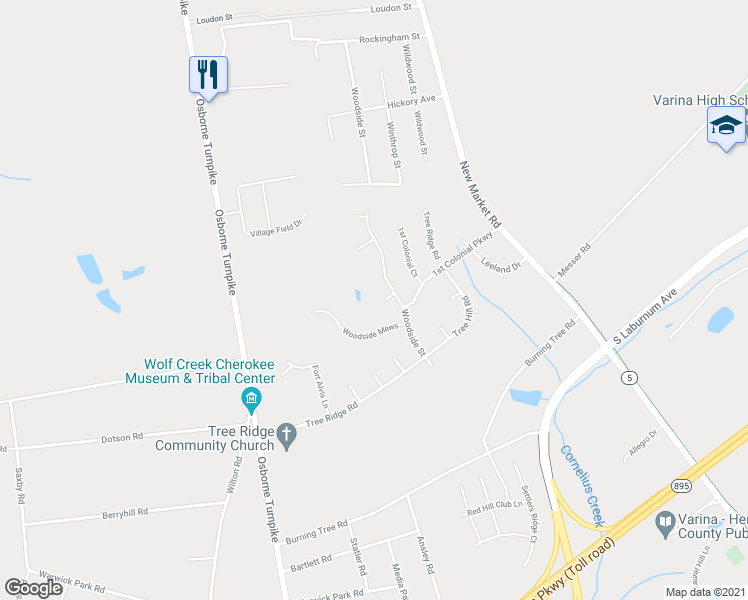 map of restaurants, bars, coffee shops, grocery stores, and more near 1401 Bogle Court in Henrico