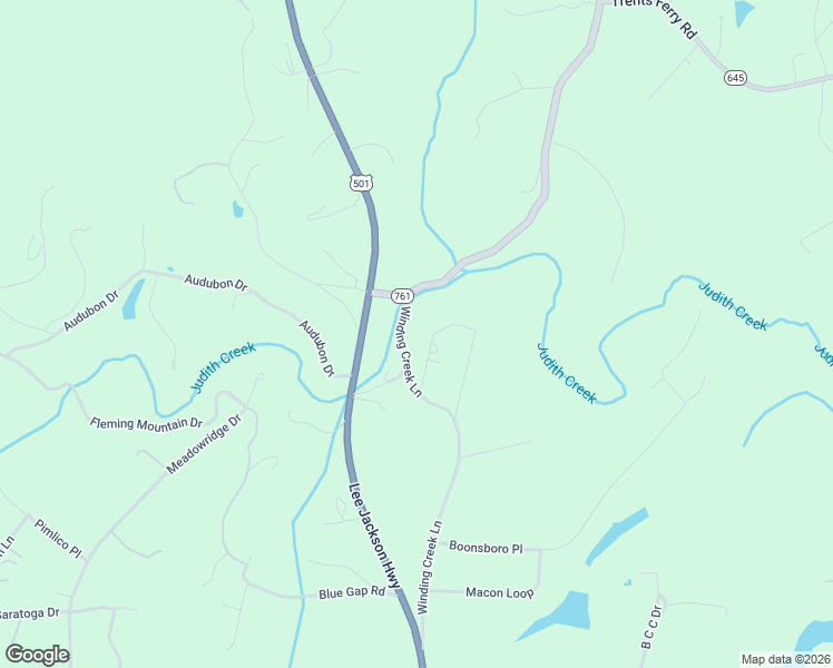 map of restaurants, bars, coffee shops, grocery stores, and more near 1621-1699 Winding Creek Lane in Lynchburg