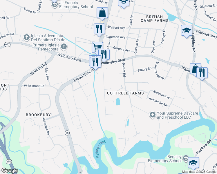 map of restaurants, bars, coffee shops, grocery stores, and more near 4703 Lucinda Lane in Richmond