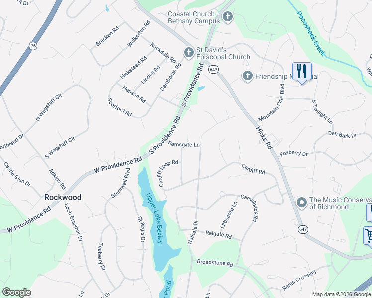 map of restaurants, bars, coffee shops, grocery stores, and more near 2211 Dorking Road in Richmond