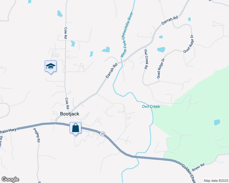 map of restaurants, bars, coffee shops, grocery stores, and more near 5128 Darrah Road in Mariposa