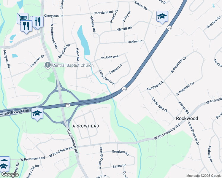 map of restaurants, bars, coffee shops, grocery stores, and more near 1730 Celia Crescent in Chesterfield County