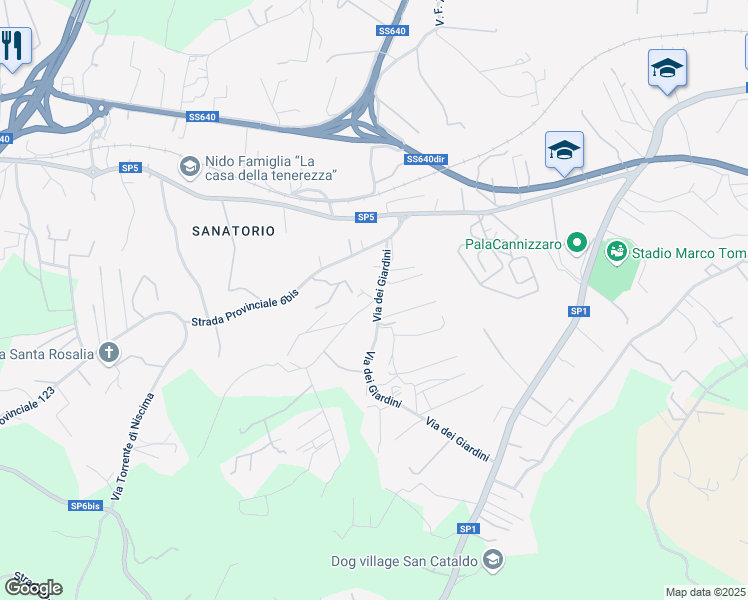 map of restaurants, bars, coffee shops, grocery stores, and more near 1 Via dei Gelsi di Niscima in Libero consorzio comunale di Caltanissetta