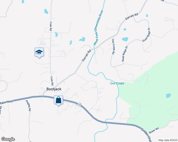 map of restaurants, bars, coffee shops, grocery stores, and more near 5128 Darrah Road in Mariposa