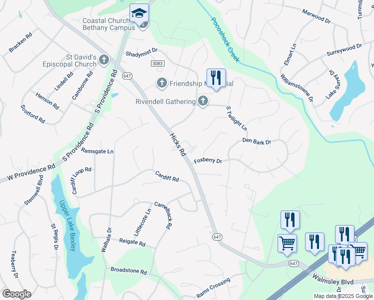 map of restaurants, bars, coffee shops, grocery stores, and more near 2131 Hicks Road in Richmond