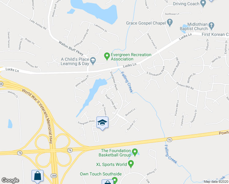 map of restaurants, bars, coffee shops, grocery stores, and more near 1409 Groton Court in Midlothian