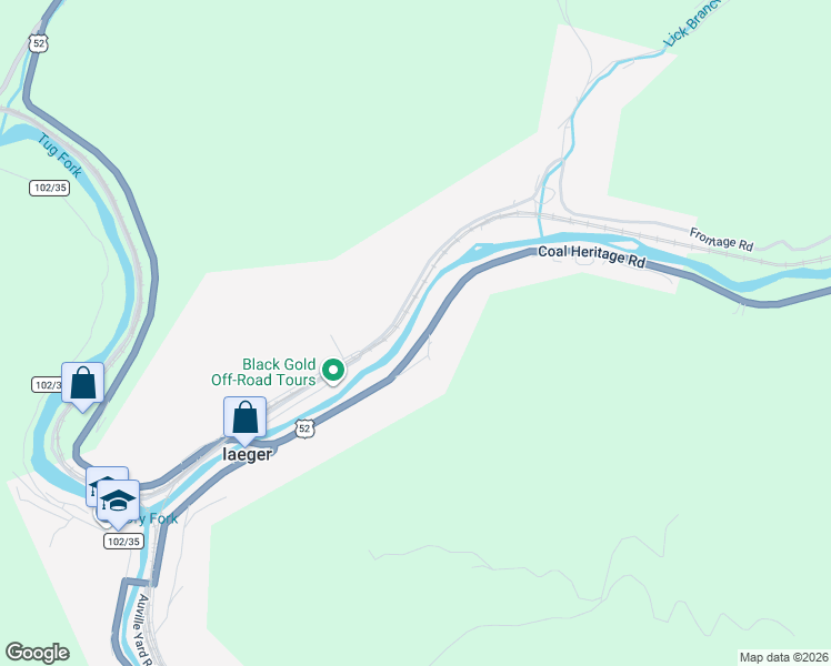 map of restaurants, bars, coffee shops, grocery stores, and more near 4429 Coal Heritage Road in Iaeger