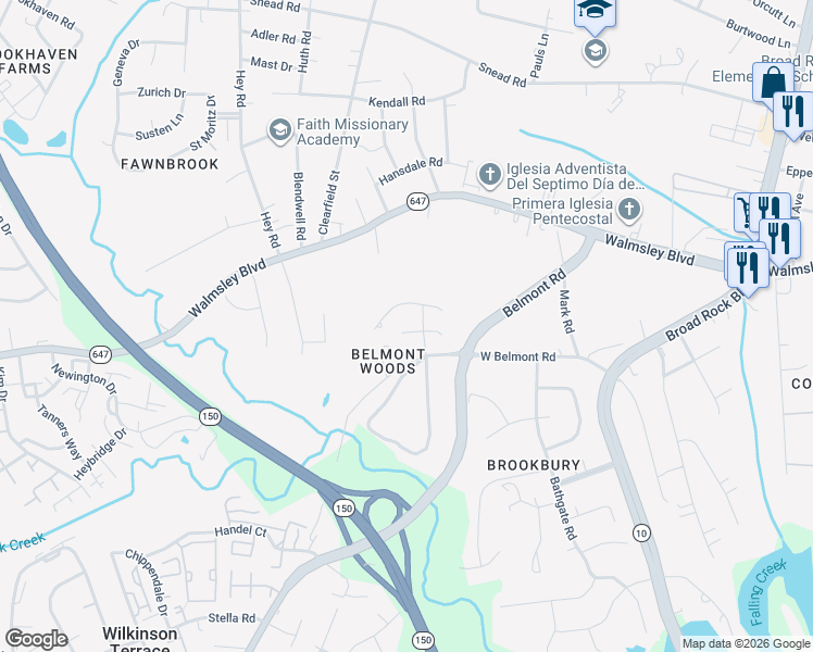 map of restaurants, bars, coffee shops, grocery stores, and more near 3404 Skipping Rock Lane in Richmond