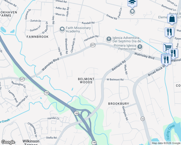 map of restaurants, bars, coffee shops, grocery stores, and more near 3404 Skipping Rock Lane in Richmond