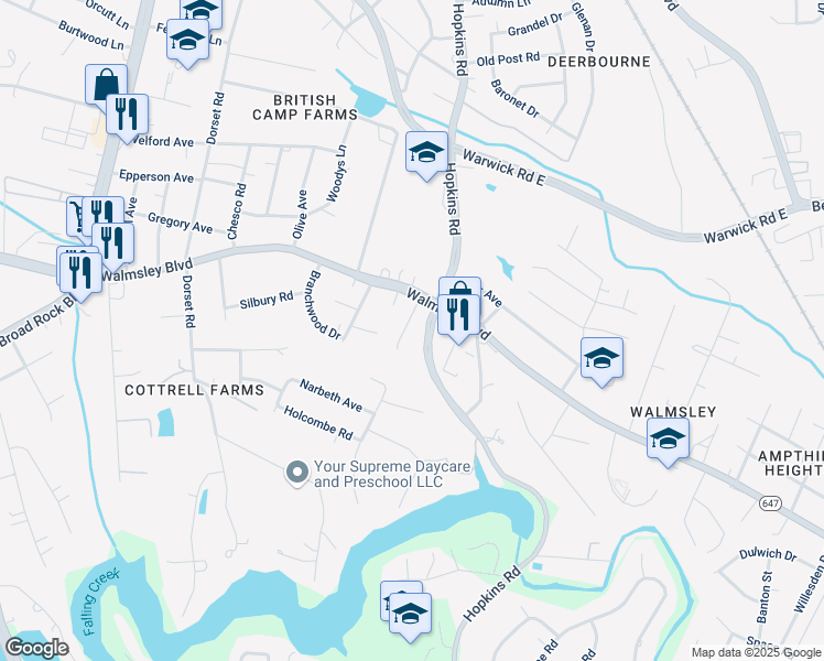 map of restaurants, bars, coffee shops, grocery stores, and more near 3719 Carrie Ridge Court in Richmond
