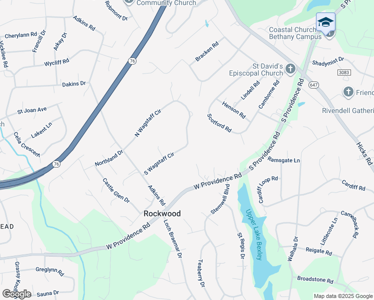 map of restaurants, bars, coffee shops, grocery stores, and more near 9909 South Wagstaff Circle in Richmond