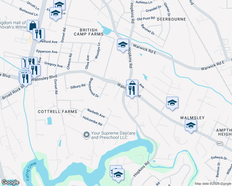 map of restaurants, bars, coffee shops, grocery stores, and more near 3718 Carrie Ridge Court in Richmond