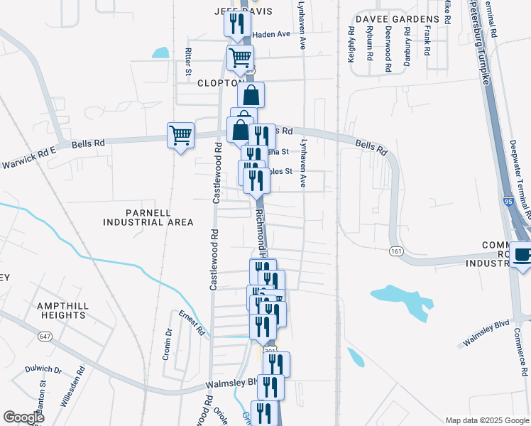 map of restaurants, bars, coffee shops, grocery stores, and more near in 