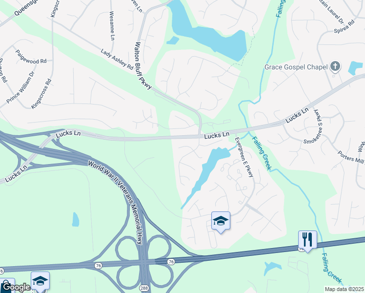 map of restaurants, bars, coffee shops, grocery stores, and more near 12616 Wood Sage West in Midlothian