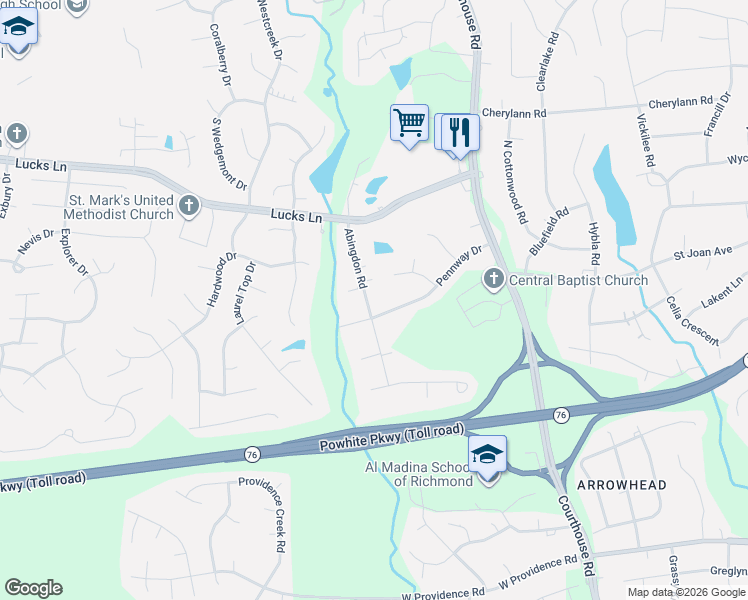 map of restaurants, bars, coffee shops, grocery stores, and more near 1311 Abingdon Road in Chesterfield County