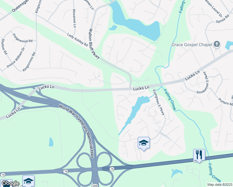 map of restaurants, bars, coffee shops, grocery stores, and more near 12616 Wood Sage West in Midlothian