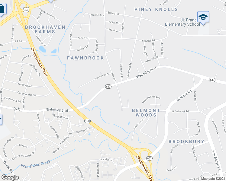 map of restaurants, bars, coffee shops, grocery stores, and more near 3006 Hey Road in Richmond