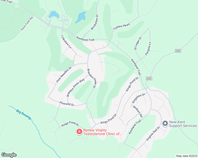 map of restaurants, bars, coffee shops, grocery stores, and more near 5201 Brandon Pines Drive in Providence Forge