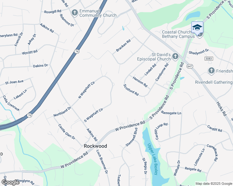 map of restaurants, bars, coffee shops, grocery stores, and more near 9837 South Wagstaff Circle in Rockwood