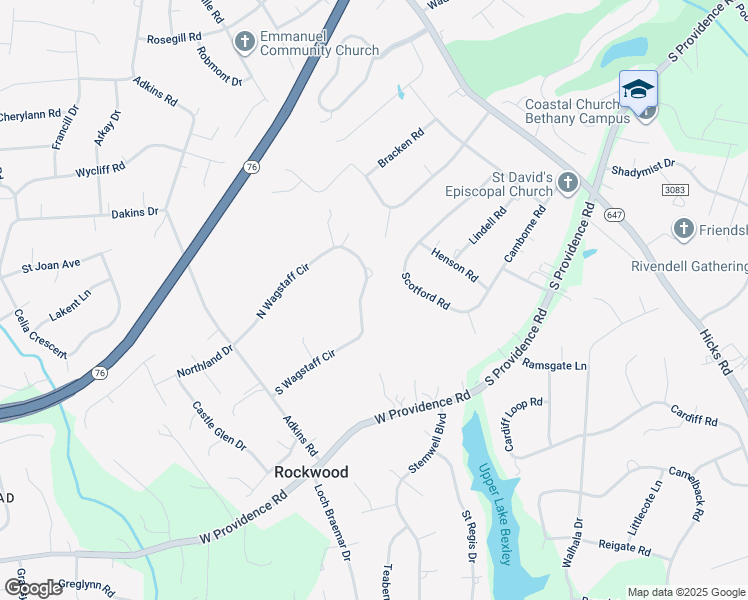 map of restaurants, bars, coffee shops, grocery stores, and more near 9837 South Wagstaff Circle in Rockwood