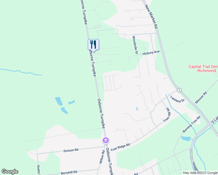 map of restaurants, bars, coffee shops, grocery stores, and more near 7128 Village Field Place in Richmond