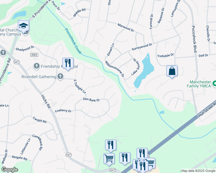 map of restaurants, bars, coffee shops, grocery stores, and more near 8124 Babbler Lane in Richmond