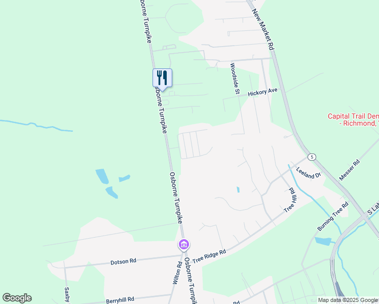 map of restaurants, bars, coffee shops, grocery stores, and more near 7128 Village Field Place in Richmond