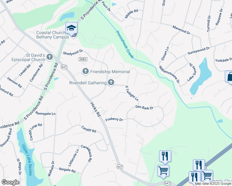 map of restaurants, bars, coffee shops, grocery stores, and more near 8436 Leveret Lane in Richmond