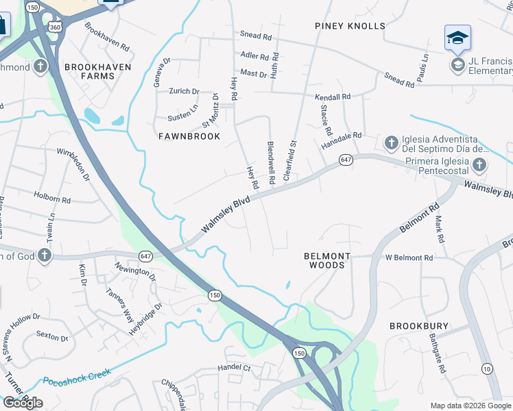 map of restaurants, bars, coffee shops, grocery stores, and more near 3006 Hey Road in Richmond