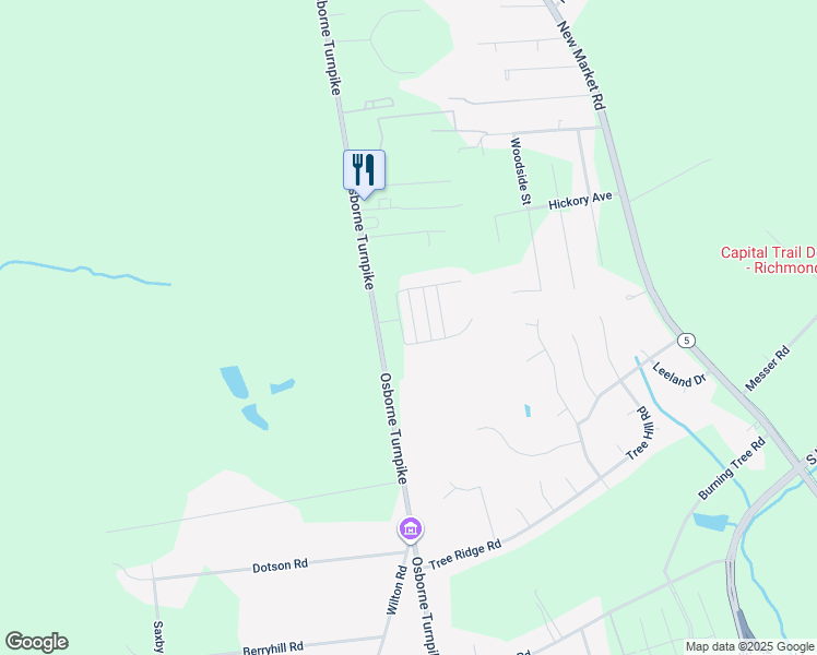 map of restaurants, bars, coffee shops, grocery stores, and more near 1509 Village Field Drive in Richmond