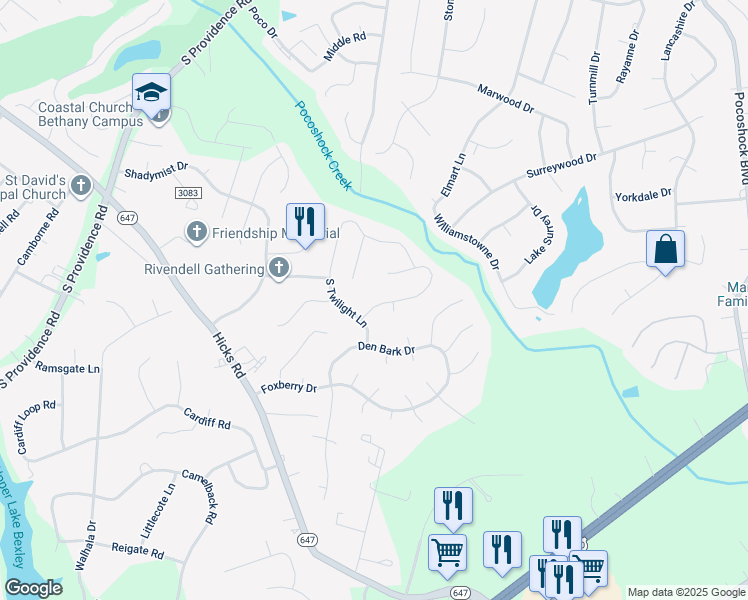 map of restaurants, bars, coffee shops, grocery stores, and more near 8306 Oxer Road in Richmond