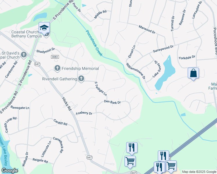 map of restaurants, bars, coffee shops, grocery stores, and more near 8306 Oxer Road in Richmond