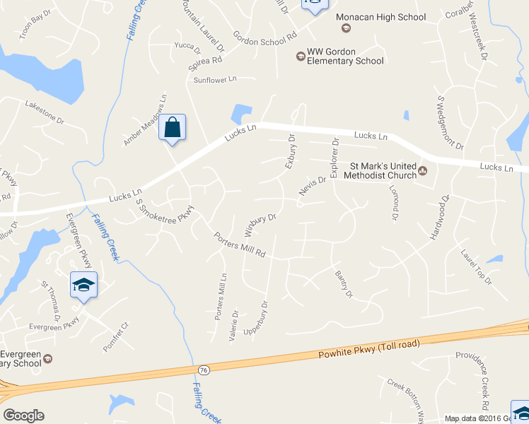 map of restaurants, bars, coffee shops, grocery stores, and more near 1538 Winbury Drive in Midlothian