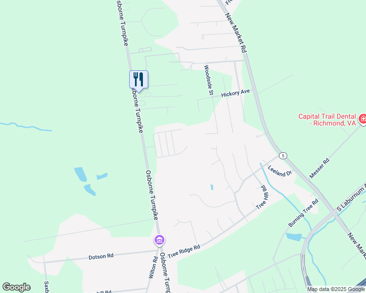 map of restaurants, bars, coffee shops, grocery stores, and more near 1571 Village Field Drive in Richmond