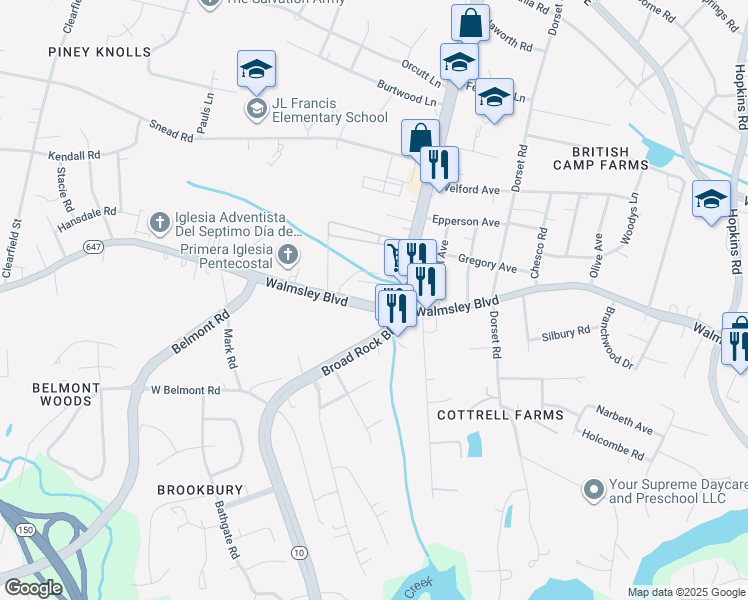 map of restaurants, bars, coffee shops, grocery stores, and more near in 