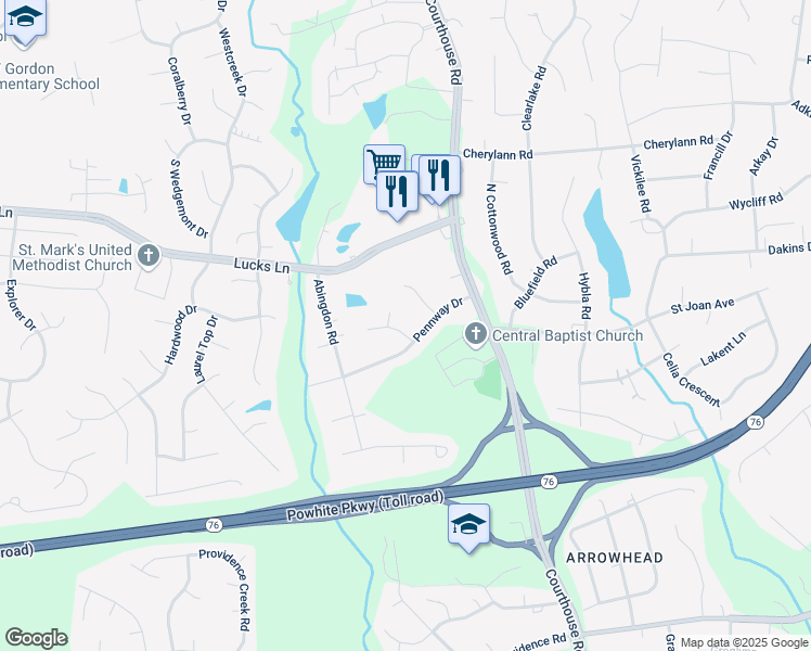 map of restaurants, bars, coffee shops, grocery stores, and more near 11110 Northborough Lane in Richmond