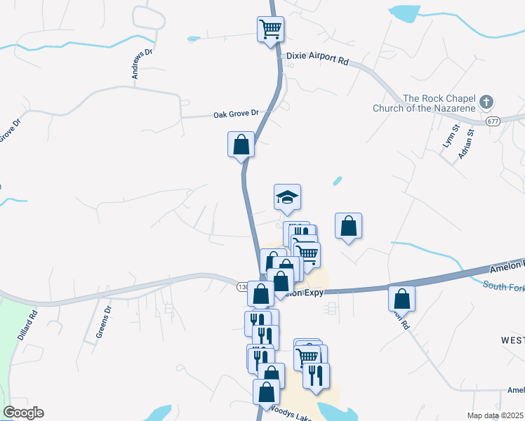 map of restaurants, bars, coffee shops, grocery stores, and more near 129 Amer Circle in Madison Heights