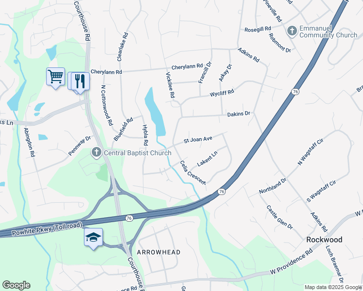 map of restaurants, bars, coffee shops, grocery stores, and more near 10313 Saint Joan Avenue in Chesterfield County
