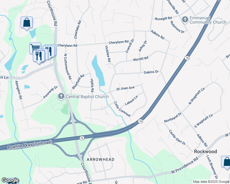 map of restaurants, bars, coffee shops, grocery stores, and more near 10313 Saint Joan Avenue in Chesterfield County