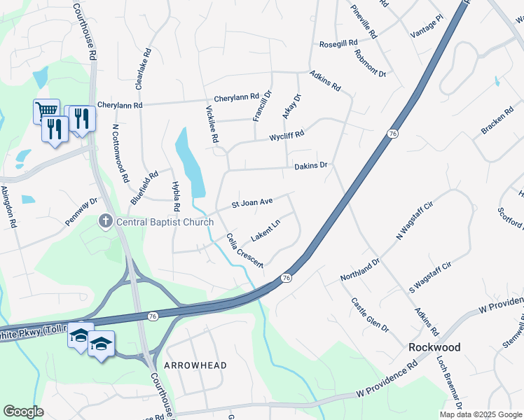 map of restaurants, bars, coffee shops, grocery stores, and more near 1503 King Charles Court in Richmond