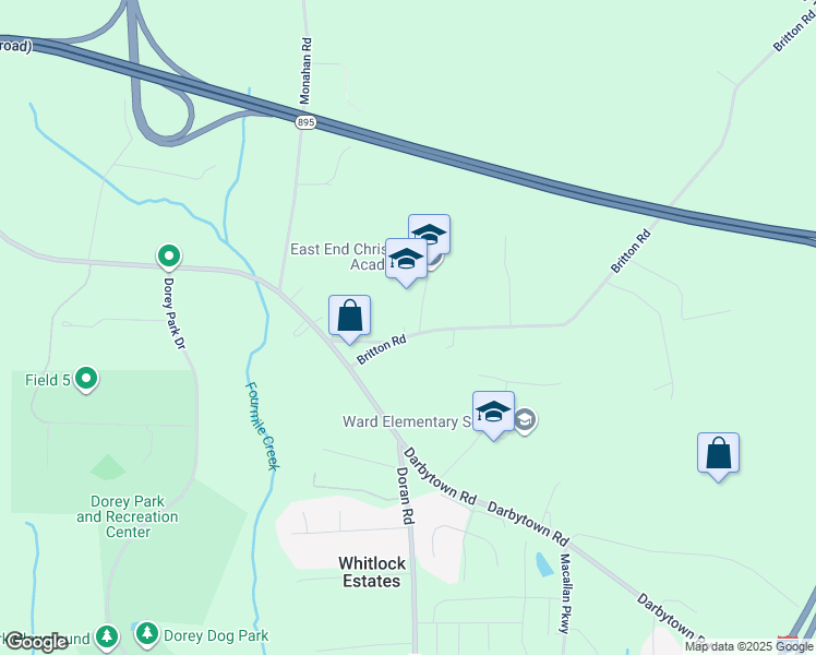 map of restaurants, bars, coffee shops, grocery stores, and more near 3284 Britton Road in Richmond