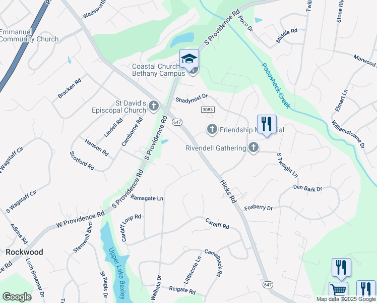 map of restaurants, bars, coffee shops, grocery stores, and more near 1900 Hargrave Hill Lane in Richmond