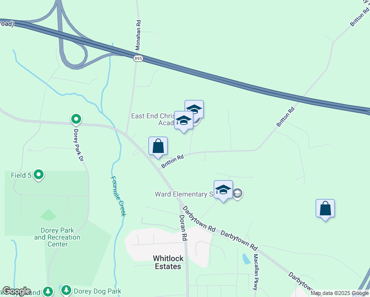 map of restaurants, bars, coffee shops, grocery stores, and more near 3284 Britton Road in Richmond
