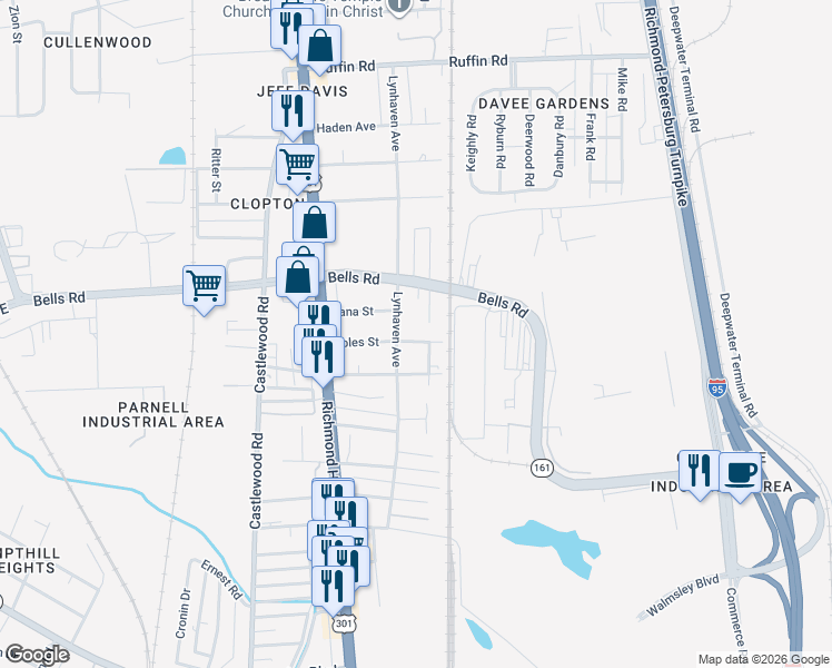 map of restaurants, bars, coffee shops, grocery stores, and more near 3906 Lynhaven Avenue in Richmond