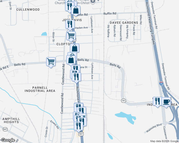 map of restaurants, bars, coffee shops, grocery stores, and more near 3906 Lynhaven Avenue in Richmond