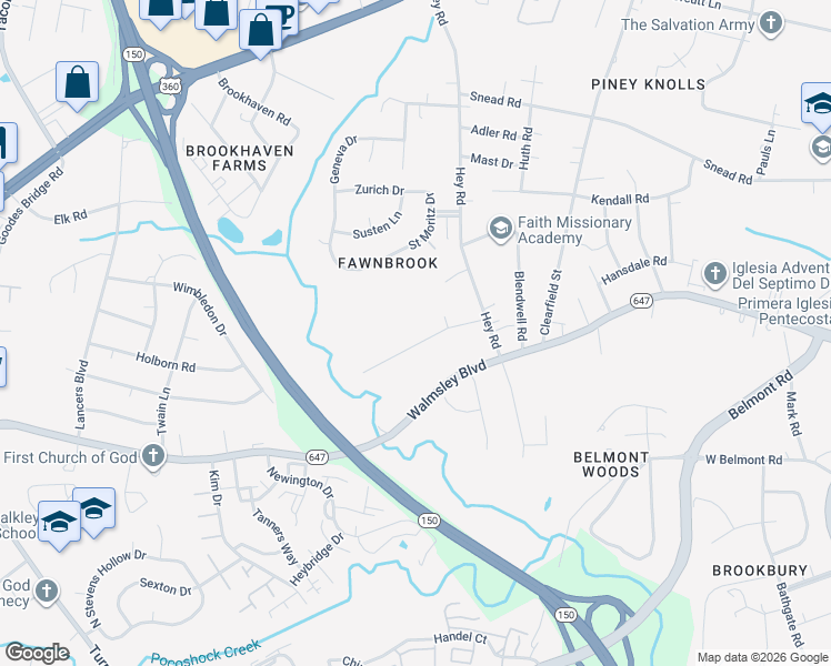 map of restaurants, bars, coffee shops, grocery stores, and more near 5916 Pocosham Drive in Richmond