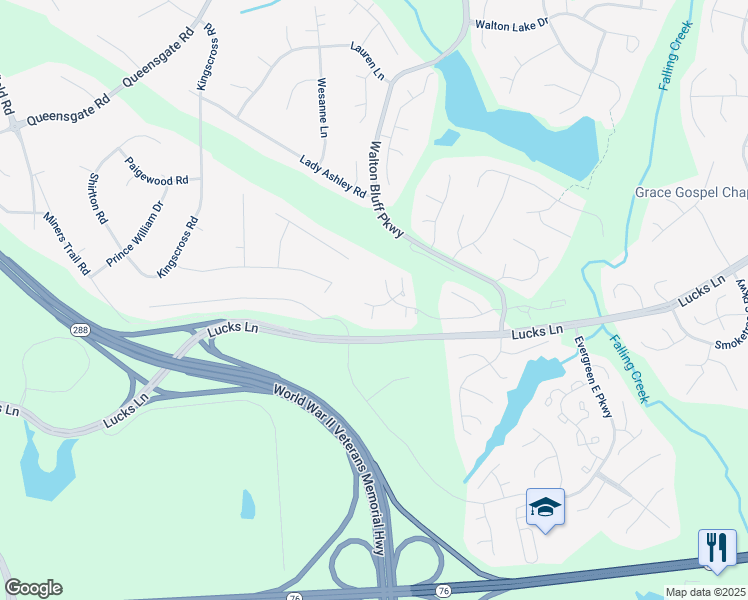 map of restaurants, bars, coffee shops, grocery stores, and more near 12912 Cottage Mill Place in Midlothian